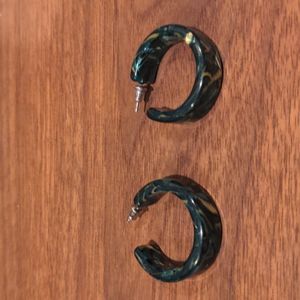 Machete Midi Flat Hoops in Green Abalone